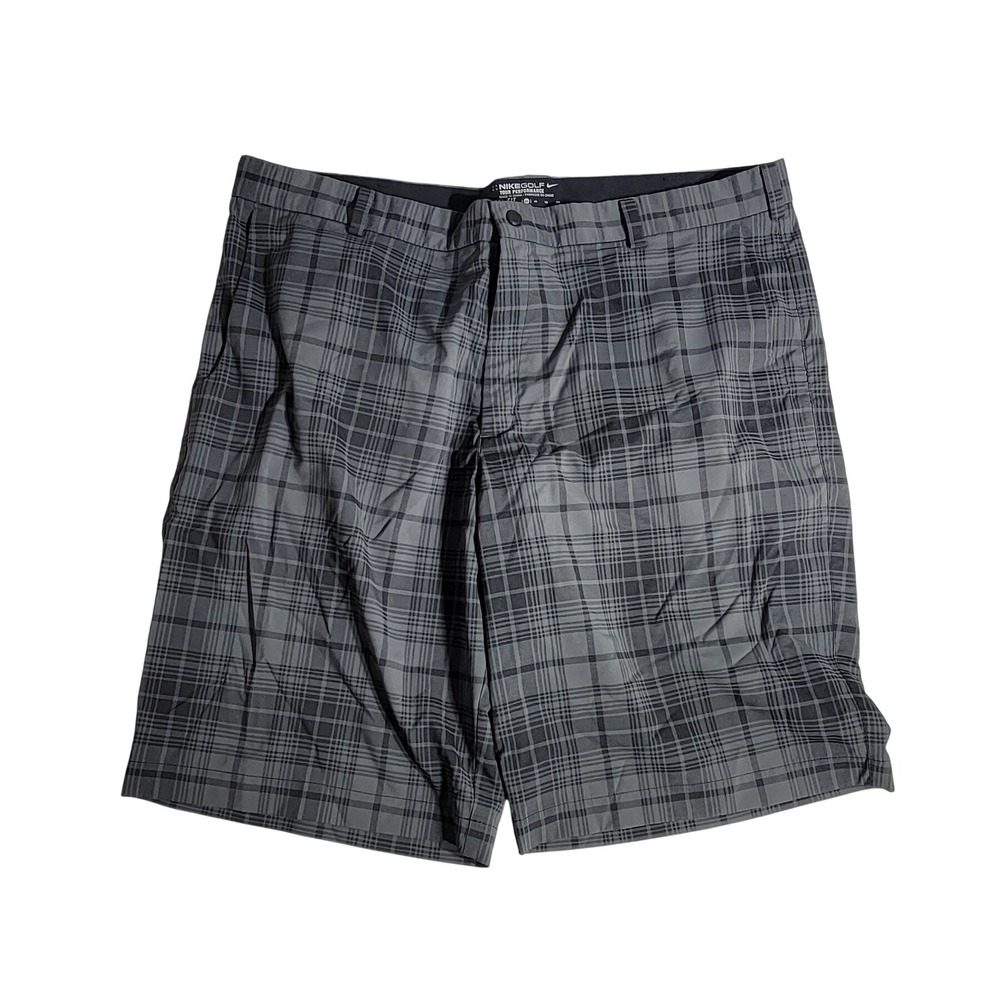 Nike Golf Tour Performance Dri-FIT Plaid Shorts Grey Black Mens 40